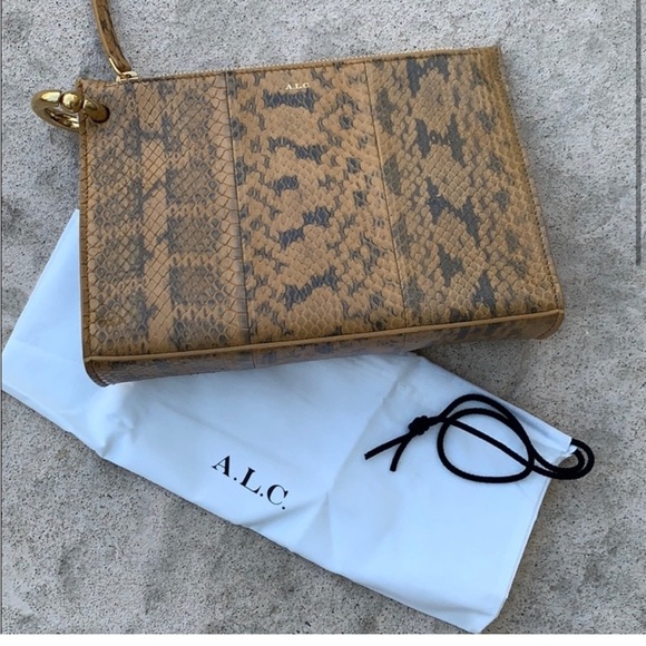 A.L.C. Joni Gold Snakeskin Handbag Clutch Purse NWT - Picture 3 of 8